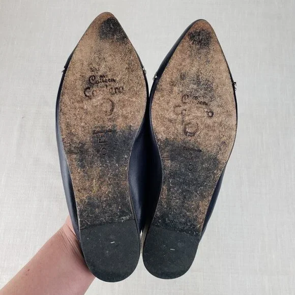 Calleen Cordero Sheira Slides Navy Blue Studded Backless Mule Shoes Size 10 - Picture 5 of 12